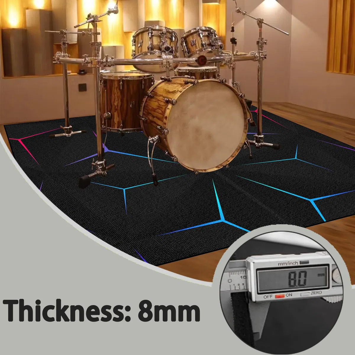Mata do perkusji akustycznej dźwiękoszczelna mata bębnowa antypoślizgowa mata dźwiękochłonna do baterii elektronicznych akcesoria perkusyjne instrumenty muzyczne mata podłogowa 180 x 140 cm
