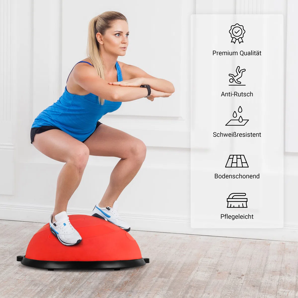 Balance Ball Trainer Premium piłka gimnastyczna + expander i pompka – obustronne użytkowanie, trenażer równowagi, deska do ćwiczeń równowagi (bordowa)