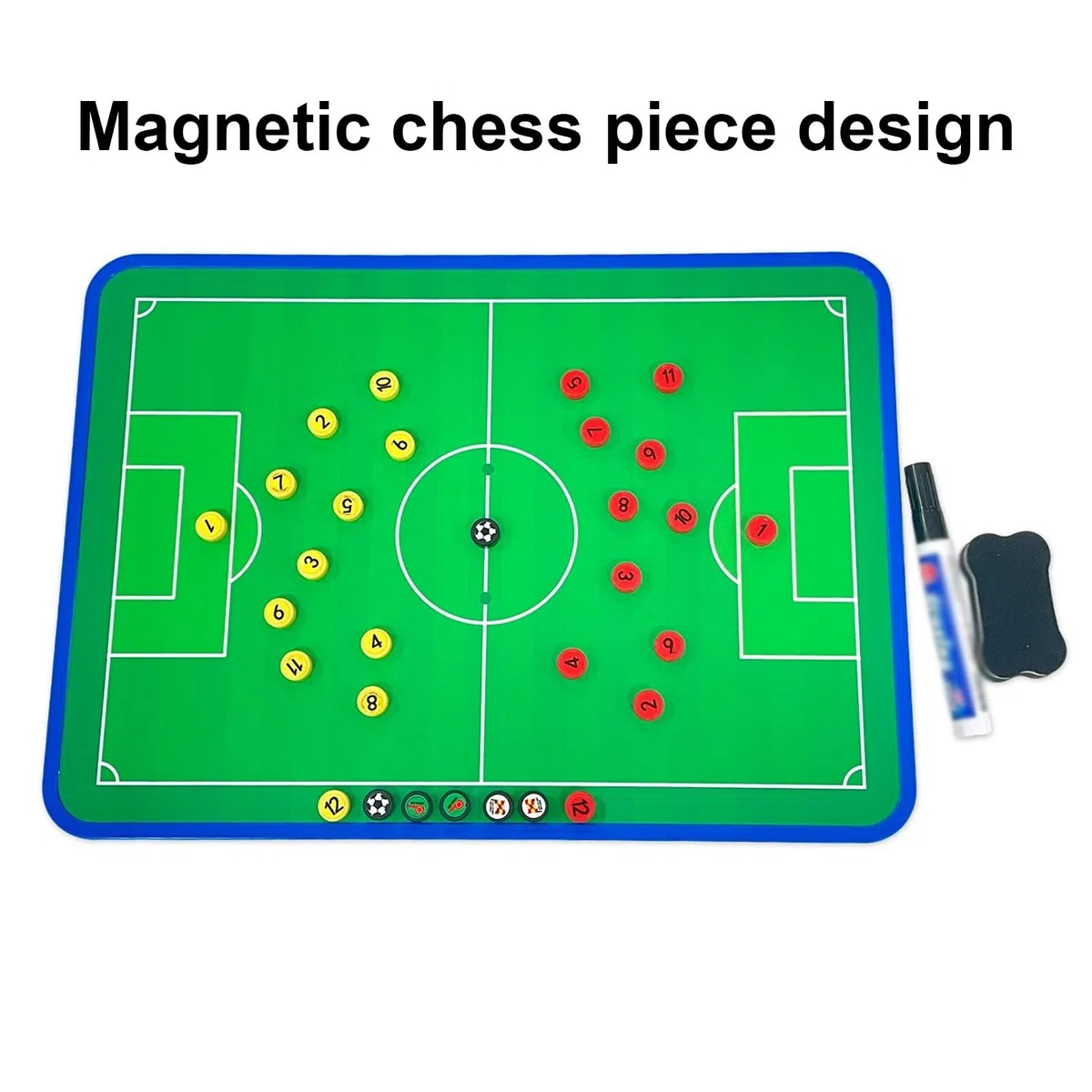 Tablica Magnetyczna do Markerów Piłkarskich Suchościeralnych, Schowek dla Trenerów Piłki Nożnej Zestaw Taktycznej Tablicy Magnetycznej, Trwały Materiał, Dwustronna Konstrukcja