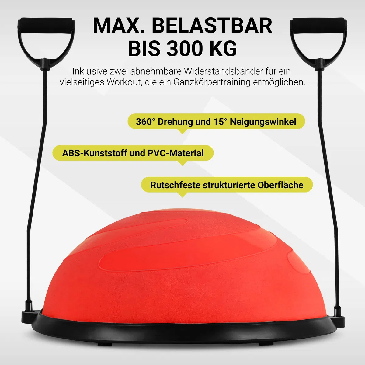 Balance Ball Trainer Premium piłka gimnastyczna + expander i pompka – obustronne użytkowanie, trenażer równowagi, deska do ćwiczeń równowagi (bordowa)