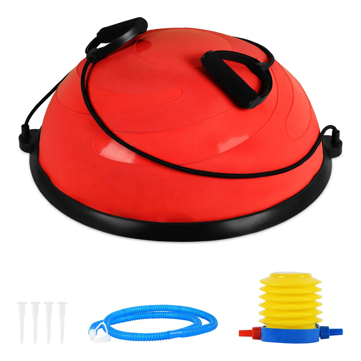 Balance Ball Trainer Premium piłka gimnastyczna + expander i pompka – obustronne użytkowanie, trenażer równowagi, deska do ćwiczeń równowagi (bordowa)